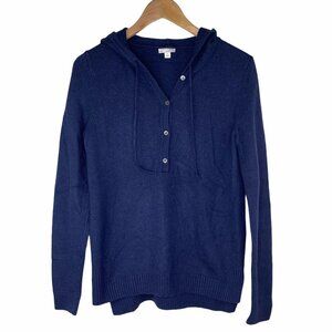 GAP Henley Pullover Sweater Hoodie Size Small High Low Wool Blend Navy Blue